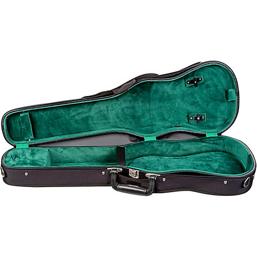 Bobelock Slim Shaped Woodshell Violin Case 3/4 Size Black Exterior, Green Interior