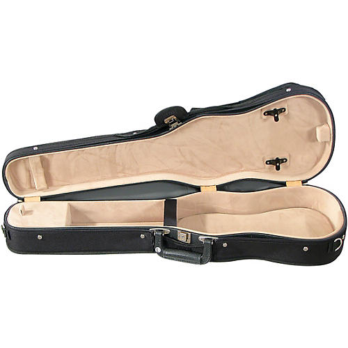 Bobelock Slim Shaped Woodshell Violin Case 4/4 Size Black Exterior, Tan Interior
