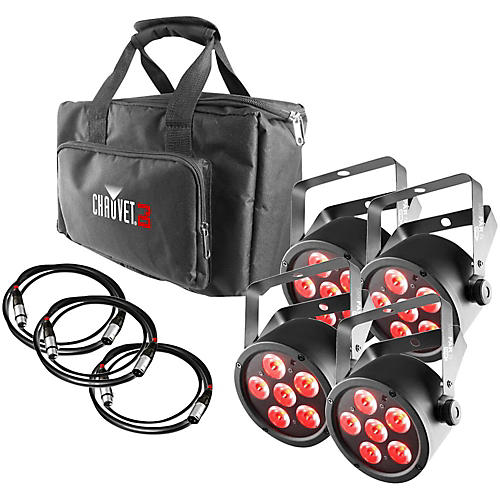 SlimPACK T6 USB - 4 SlimPAR T6 USB Lights and 3 DMX Cables with Gear Bag