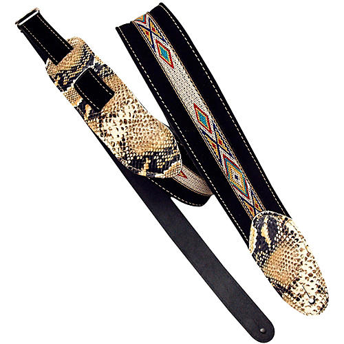 LM Products Snake Embossed and Suede Guitar Strap Black