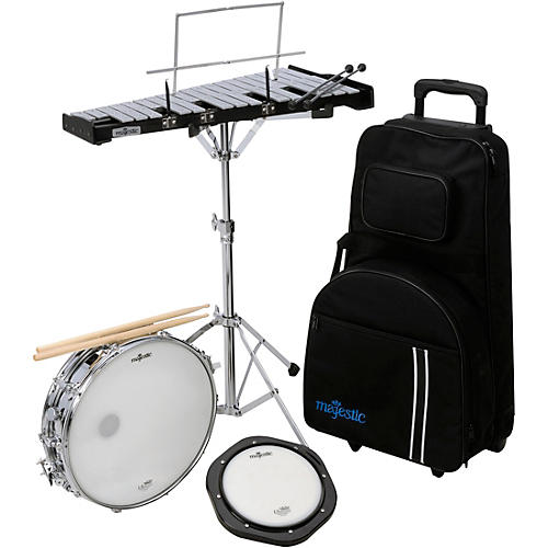 Snare Drum , Bell and Practice Pad Kit With Rolling Cart