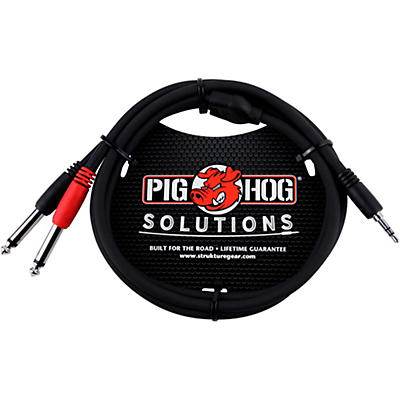 Pig Hog Soliutions Stereo Breakout Cable 3.5mm to Dual 1/4" (3 ft.)
