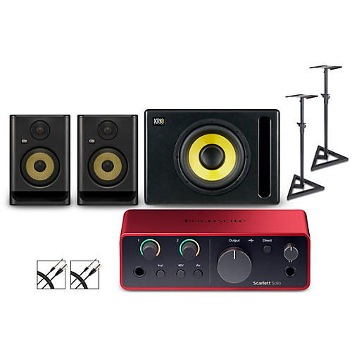 Focusrite Solo Gen4 with KRK ROKIT G5 Studio Monitor Pair & S10 Subwoofer (Stands & Cables Included) ROKIT 5