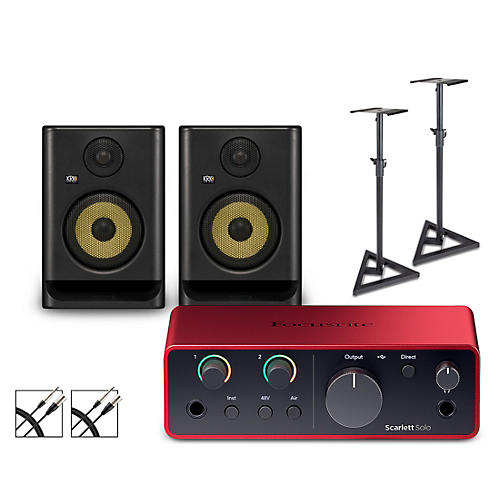 Focusrite Solo Gen4 with KRK ROKIT G5 Studio Monitor Pair (Stands & Cables Included) ROKIT 5