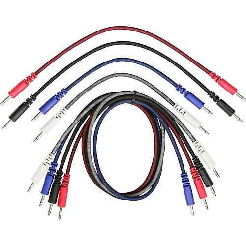 Solutions - 8 Pack of Mixed 3.5mm Interconnect Mono Patch Cables (2 x 24 in., 2 x  18 in., 2x 12 in., 2x 10 in., Mixed Colors)