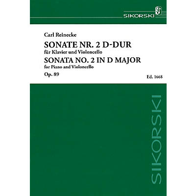 SIKORSKI Sonata No. 2 in D Major, Op. 89 (Piano and Violoncello) String Series Softcover Composed by Carl Reinecke