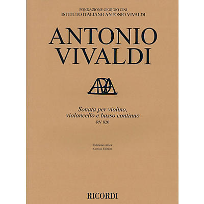 Ricordi Sonata for Violin, Cello and Basso Continuo RV 820 String Ensemble Series Composed by Antonio Vivaldi
