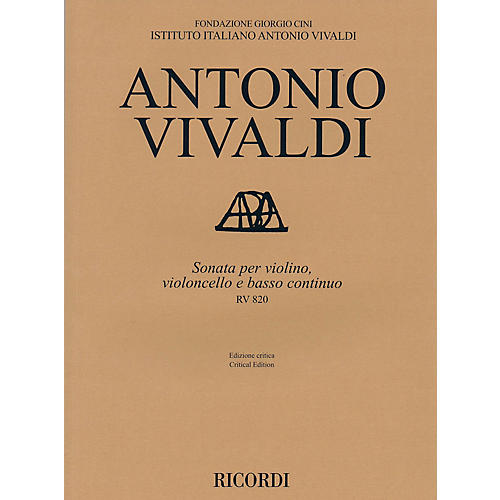 Ricordi Sonata for Violin, Cello and Basso Continuo RV 820 String Ensemble Series Composed by Antonio Vivaldi