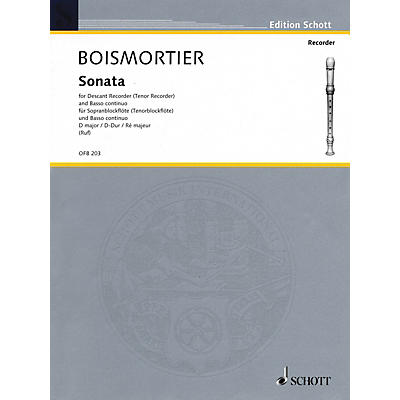 Schott Sonata in D Major (For Descant Recorder and Basso Continuo) Schott Series