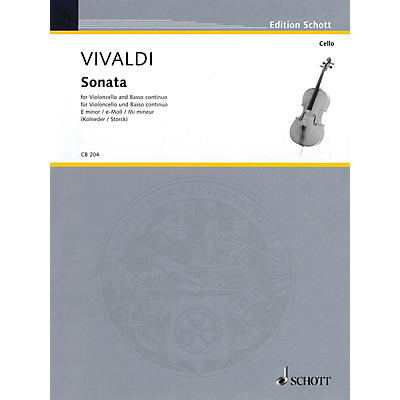 Schott Sonata in E Minor RV 40 (Cello and Basso Continuo) String Solo Series