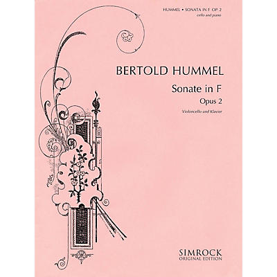 SIMROCK Sonata in F Major, Op. 2 (Cello and Piano) Boosey & Hawkes Miscellaneous Series