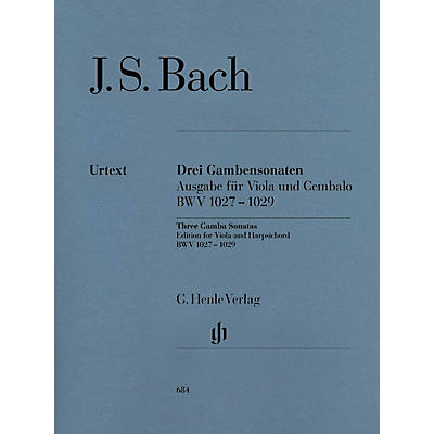 G. Henle Verlag Sonatas for Viola da Gamba and Harpsichord BWV 1027-1029 (Viola Solo) Henle Music Folios Series Softcover