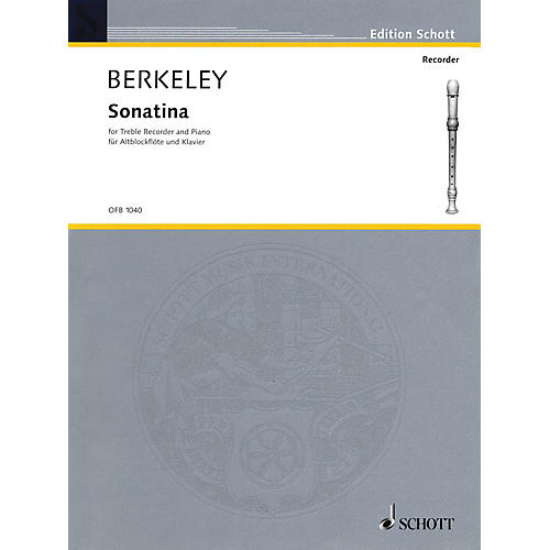 Schott Sonatina, Op. 13 (for Treble Recorder and Piano) Schott Series by Lennox Berkeley
