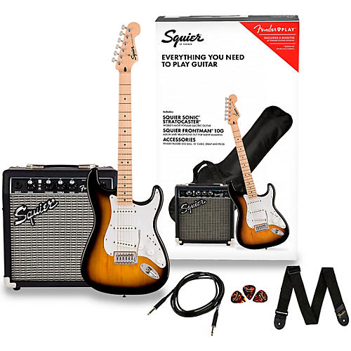 Squier Sonic Stratocaster Electric Guitar Pack With Fender Frontman 10G Amp Condition 1 - Mint 2-Color Sunburst