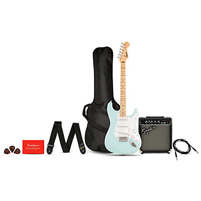 Squier Sonic Stratocaster Limited-Edition Maple Fingerboard Electric Guitar Pack With Frontman 10G Amp -
