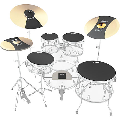 Evans SoundOff Drum Mutes Box Set, Rock Condition 1 - Mint 10,12,14,16,22 in.,hi-hat,and cymbal (2) Black