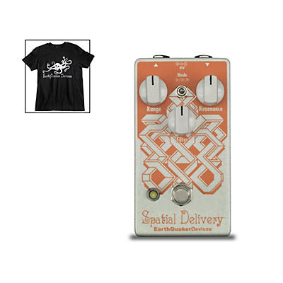 EarthQuaker Devices Spatial Delivery V2 Envelope Filter Effects Pedal and Octoskull T-Shirt Large Black