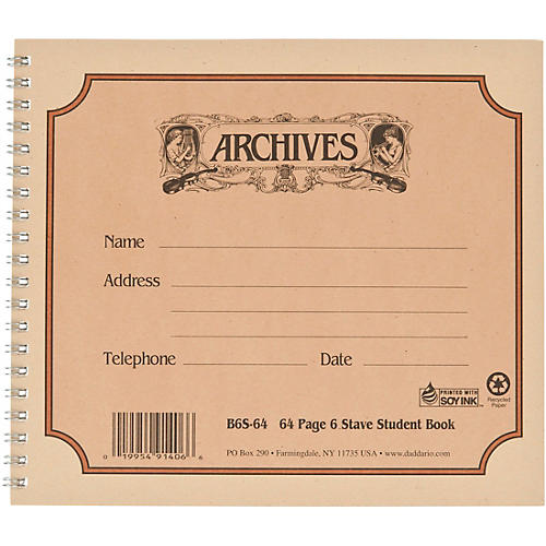 Archives Spiral Bound Manuscript Paper 6 Staves