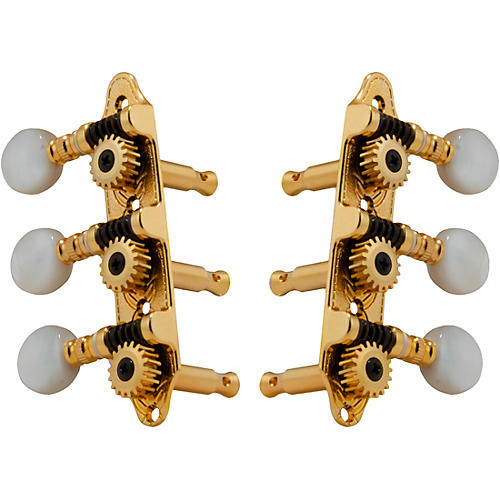 Grover Sta-Tite Mini 3-On-A-Plate 608 Series Tuning Machines Gold