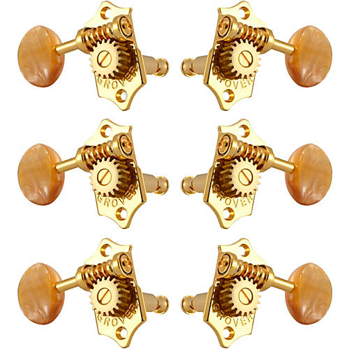 Grover Sta-Tite With 18:1 Gear Ratio 97-18 Series Amber Acryllic Button Tuning Machines Gold