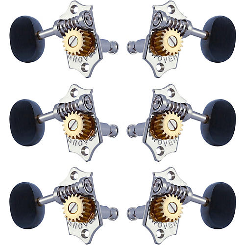 Grover Sta-Tite With 18:1 Gear Ratio 97-18 Series Ebony Button Tuning Machines Chrome