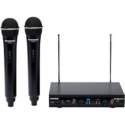 Samson Stage 212 Dual Vocal VHF Frequency Agile Wireless System (2) Q6 Dynamic Mics (VH212-Q6 x 2/SR212)