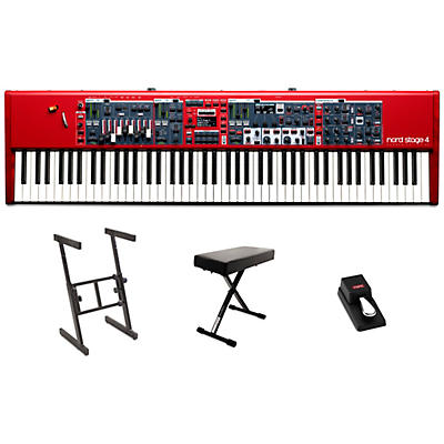 Nord Stage 4 88-Key Keyboard Essentials Bundle With  Nord Single Pedal 2 & Proline PL700Z Keyboard Stand