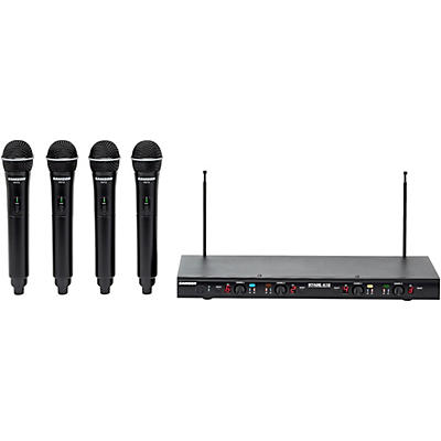Samson Stage 412 Quad Vocal VHF Frequency Agile Wireless System (VHF12-Q6 x 4/SR412) (4) Q6 Dynamic Mics