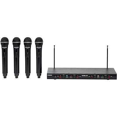 Samson Stage 412 Quad Vocal VHF Frequency Agile Wireless System (VHF12-Q6 x 4/SR412) With 4 Q6 Dynamic Mics VHF 173MHz-198MHz