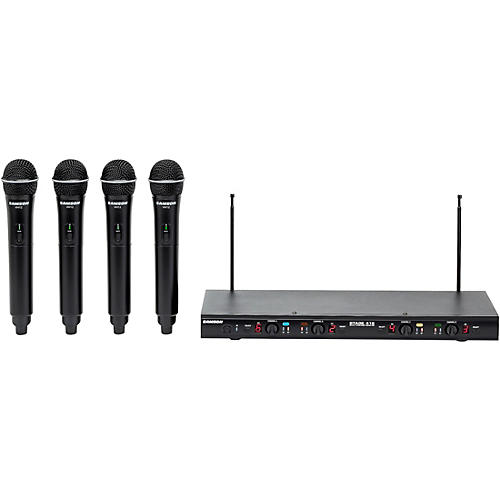 Samson Stage 412 Quad Vocal VHF Frequency Agile Wireless System (VHF12-Q6 x 4/SR412) With 4 Q6 Dynamic Mics VHF 173MHz-198MHz Condition 2 - Blemished  197881209483