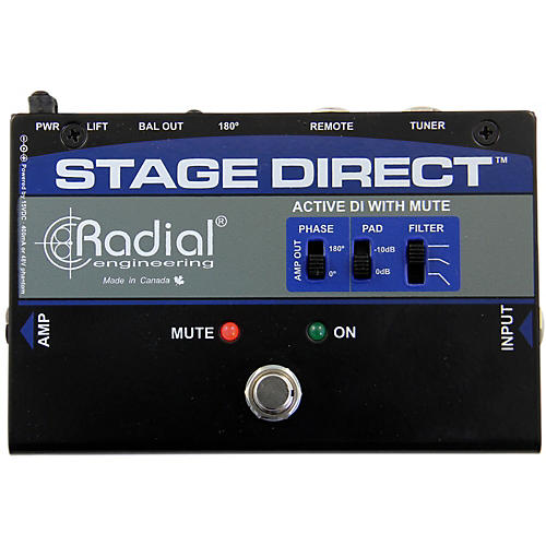 StageDirect Active DI Box w/ Footswitch Mute and Tuner Out