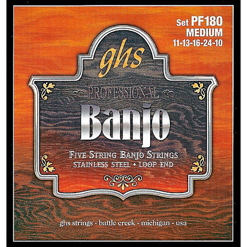 Stainless Steel 5-String Banjo Strings - Medium