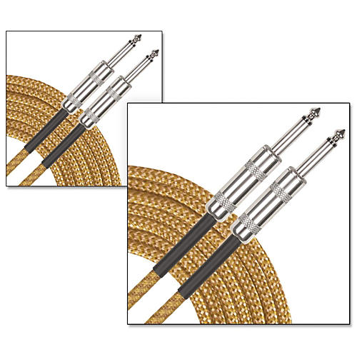 Musician's Gear Standard Instrument Cable Tweed-20 ft.-Gold (2 Pack)