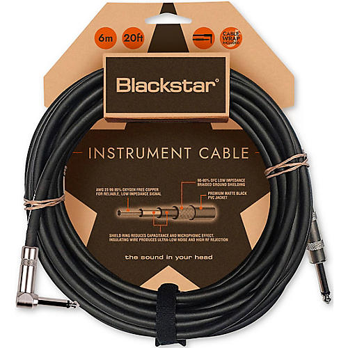 Blackstar Standard Straight to Angle Cable 20 ft. Black