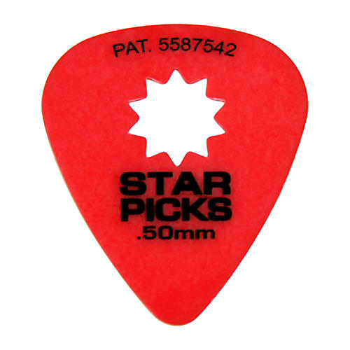 Everly Star Grip Guitar Picks (50 Picks) .50 mm Red
