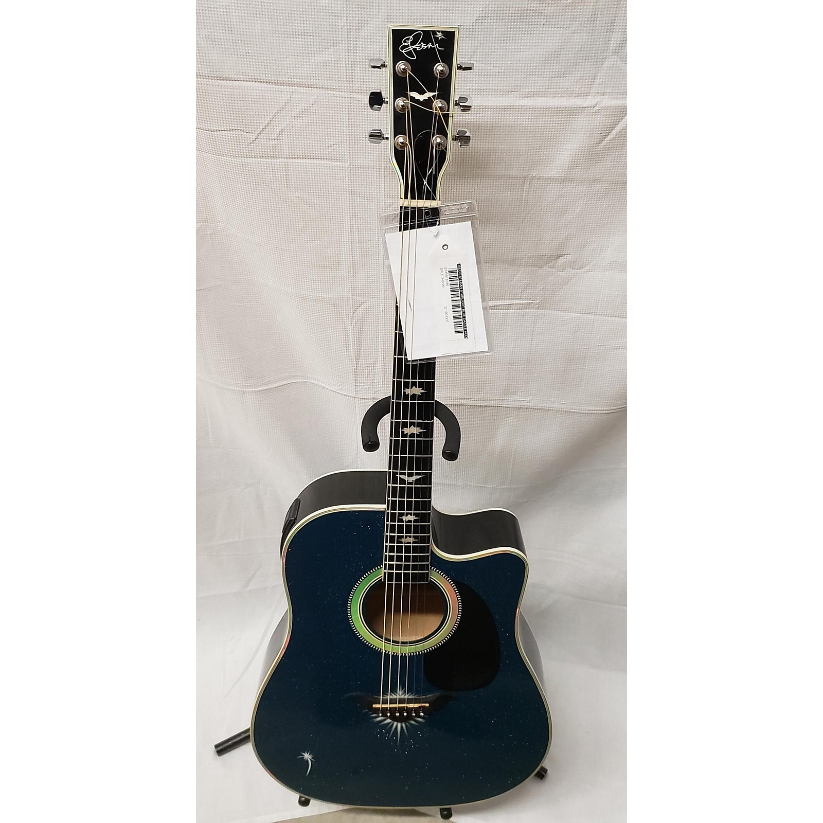 Used Esteban Starlight Acoustic Electric Guitar blue dazzle Musician