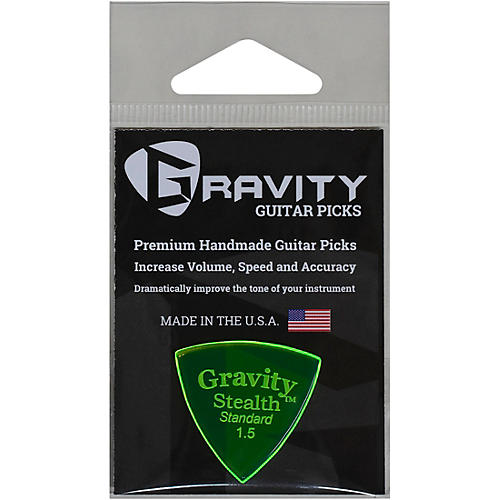 GRAVITY PICKS Stealth Standard Polished Fluorescent Green Guitar Picks 1.5 mm