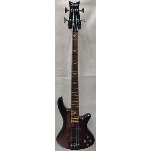 Schecter Guitar Research Stiletto Extreme 4 String Electric Bass Guitar Red Black Burst