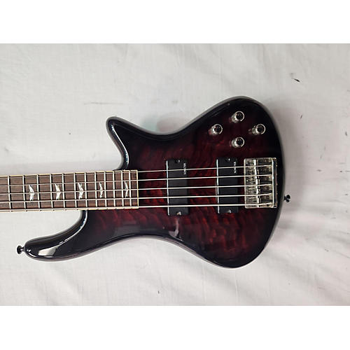Schecter Guitar Research Stiletto Extreme 5 String Electric Bass Guitar Trans Red