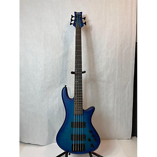 Schecter Guitar Research Stiletto Studio 5 String Electric Bass Guitar satin blue burst