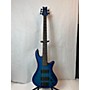 Used Schecter Guitar Research Stiletto Studio 5 String Electric Bass Guitar satin blue burst