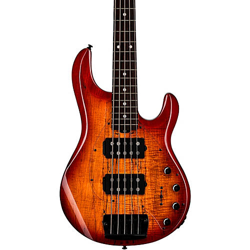 Sterling by Music Man StingRay 5 RAY35 HH Spalted Maple Top Bass Condition 1 - Mint Blood Orange Burst