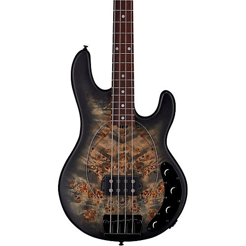 Sterling by Music Man StingRay Ray34 Burl Top Rosewood Fingerboard Electric Bass Condition 2 - Blemished Transparent Black Satin 197881088453