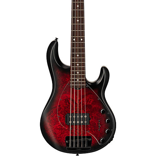 Sterling by Music Man StingRay Ray35 Burl Top 5-String Electric Bass Condition 1 - Mint Dark Scarlet Burst Satin