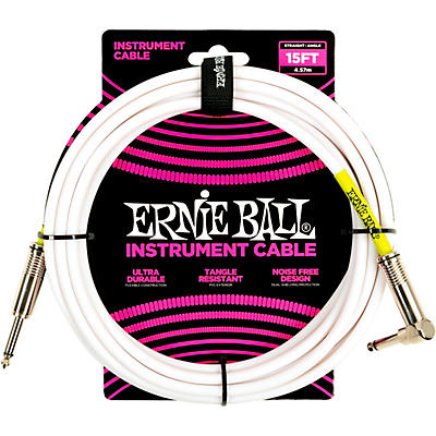 Ernie Ball Straight-Angle Instrument Cable - White