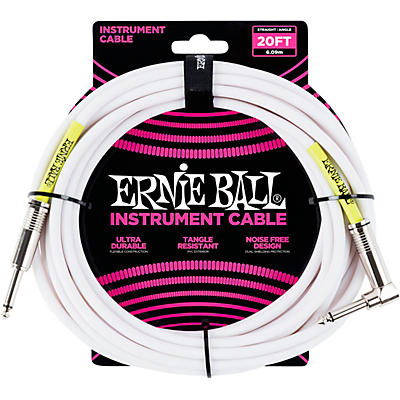 Ernie Ball Straight-Angle Instrument Cable - White
