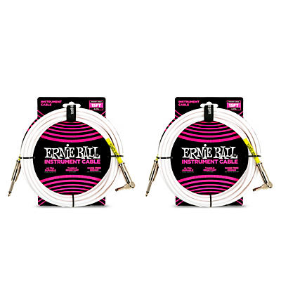 Ernie Ball Straight-Angle Instrument Cable, White 2-Pack