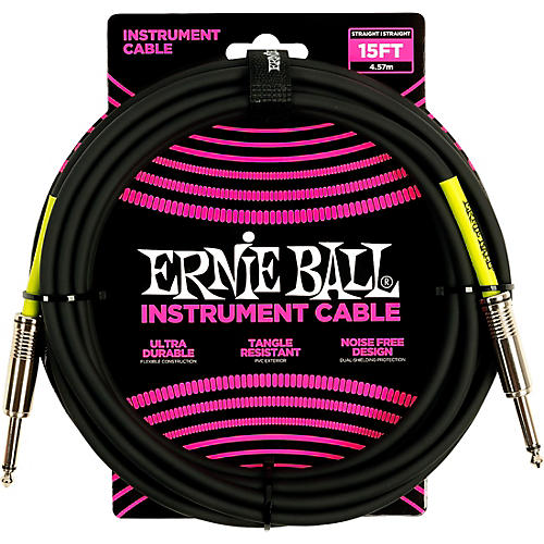 Ernie Ball Straight Instrument Cable - Black 15 ft.