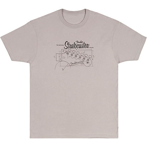 Fender Strat Blue Print T-Shirt X Large Silver