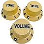 AxLabs Strat-Style Knob Kit with Black Lettering (3) Aged White/Cream